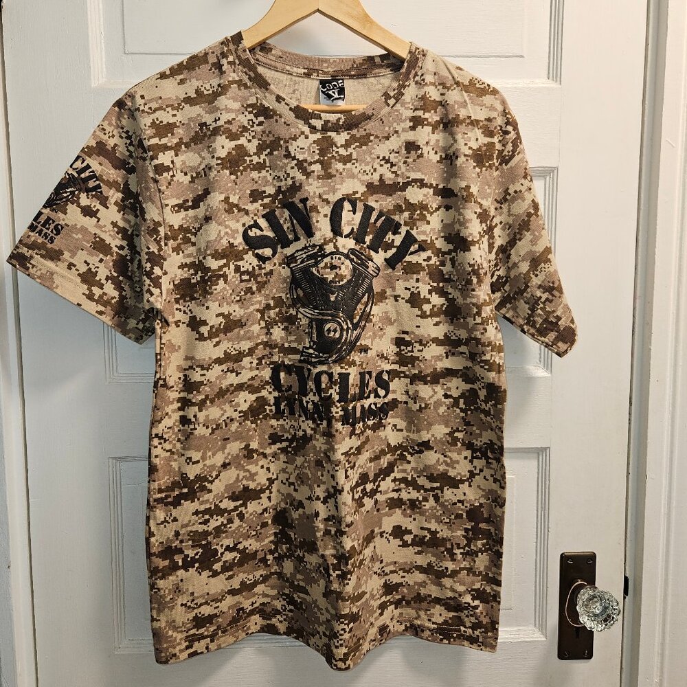 Sin City Cycles Lynn, MA Digital Camo T-shirt Sz M